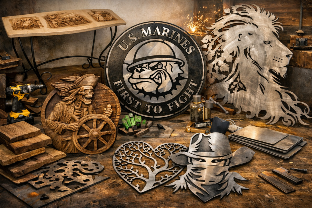 Custom steel and wood art